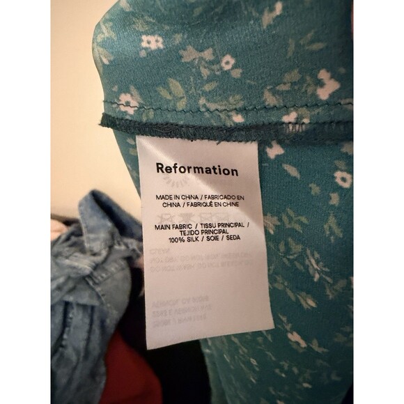 Reformation Kaye Silk Dress Women’s Size 8 Coriander Green Floral Seen On Tv - Picture 9 of 12